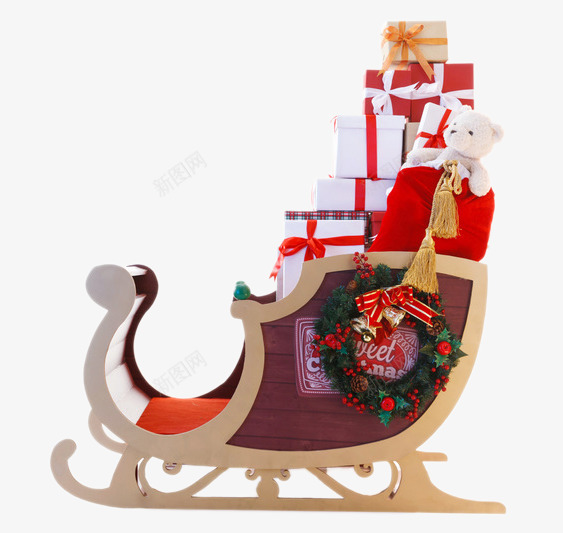 圣诞雪橇上的礼品png免抠素材_新图网 https://ixintu.com 圣诞节礼物 圣诞雪橇上的礼品 节日元素