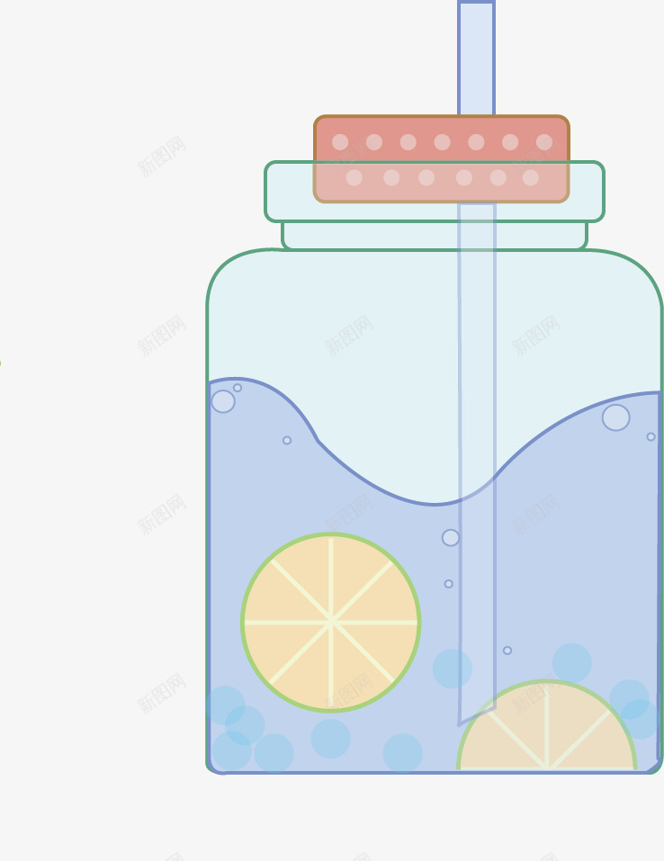 夏天的柠檬水png免抠素材_新图网 https://ixintu.com 小清新 柠檬水 玻璃罐 饮料