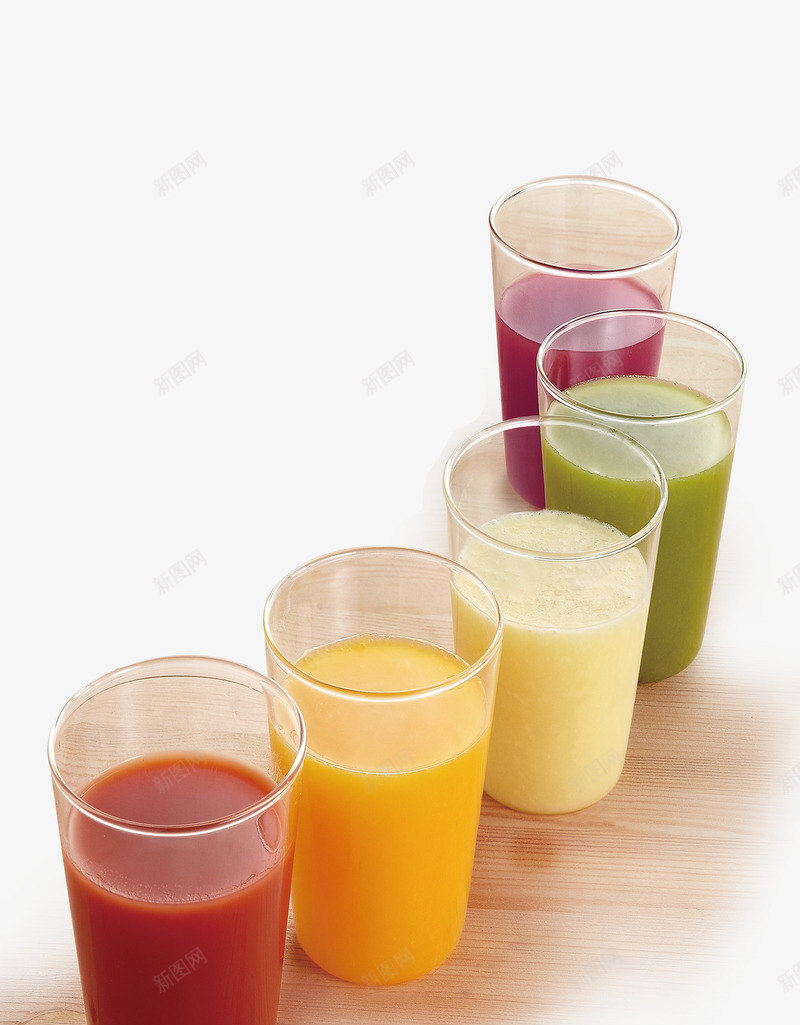 五色果汁psd免抠素材_新图网 https://ixintu.com 果汁 果蔬汁 玻璃杯