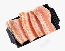 新鲜冷冻三文鱼排碟装新鲜三文鱼排系列高清图片