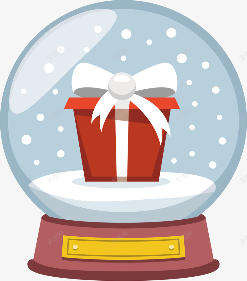红色礼盒水晶球png免抠素材_新图网 https://ixintu.com 下雪 圣诞快乐 圣诞节 水晶球 矢量png 红色礼盒