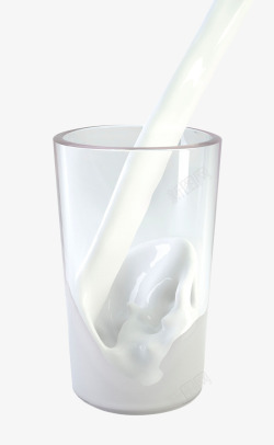 玻璃杯装手绘白色杯装牛奶高清图片