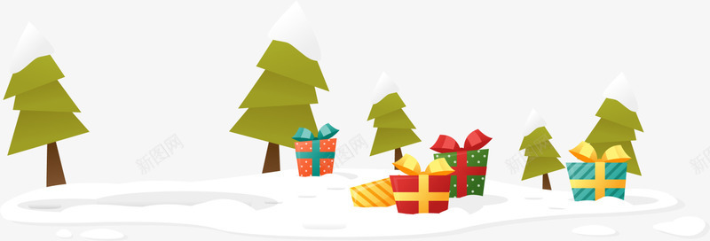 白色冬日雪地圣诞树png免抠素材_新图网 https://ixintu.com Christmas Merry 冬天 冬日 圣诞快乐 圣诞节 白色树木 礼盒