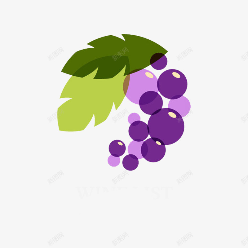几颗葡萄png免抠素材_新图网 https://ixintu.com 卡通 水果 紫色 绿叶 葡萄 装饰
