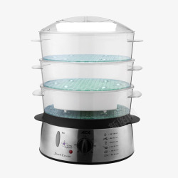 双层透明电蒸锅家庭厨房用双层玻璃塑料电蒸锅高清图片