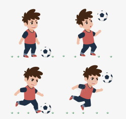 卡通小人运动踢足球片素材
