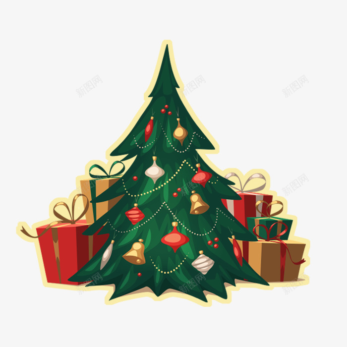 卡通手绘圣诞树png免抠素材_新图网 https://ixintu.com 卡通圣诞树 圣诞树 圣诞礼物 手绘圣诞树 礼品盒