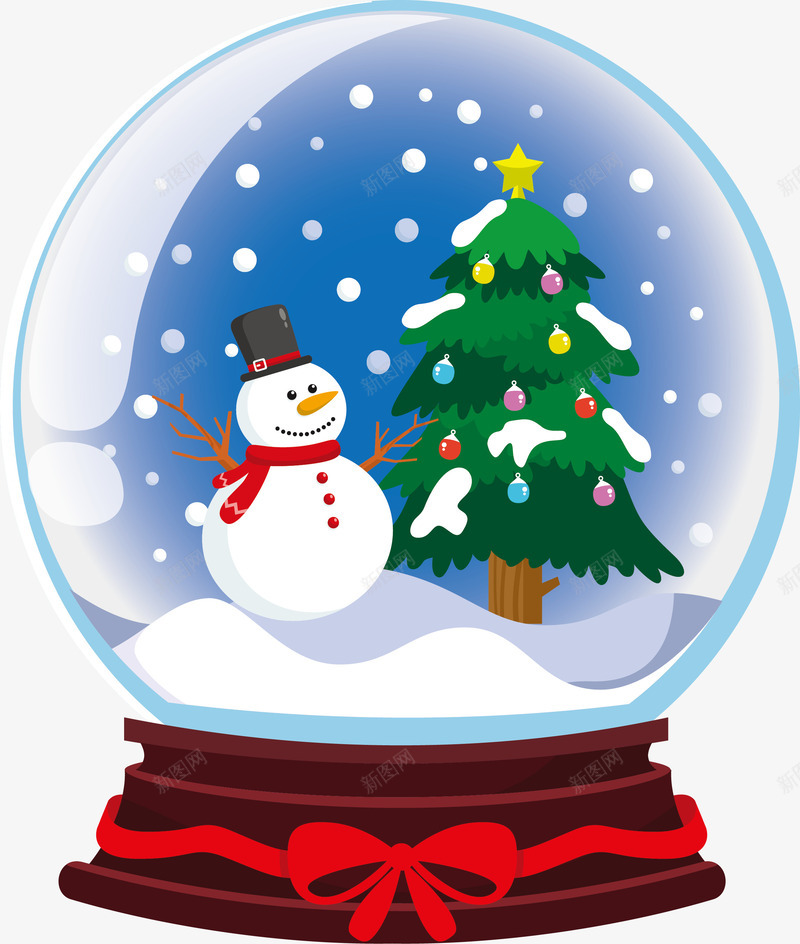 圣诞水晶球png免抠素材_新图网 https://ixintu.com 下雪 圣诞 圣诞节 水晶球 矢量png 雪人