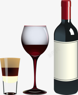 红酒和酒杯矢量图素材
