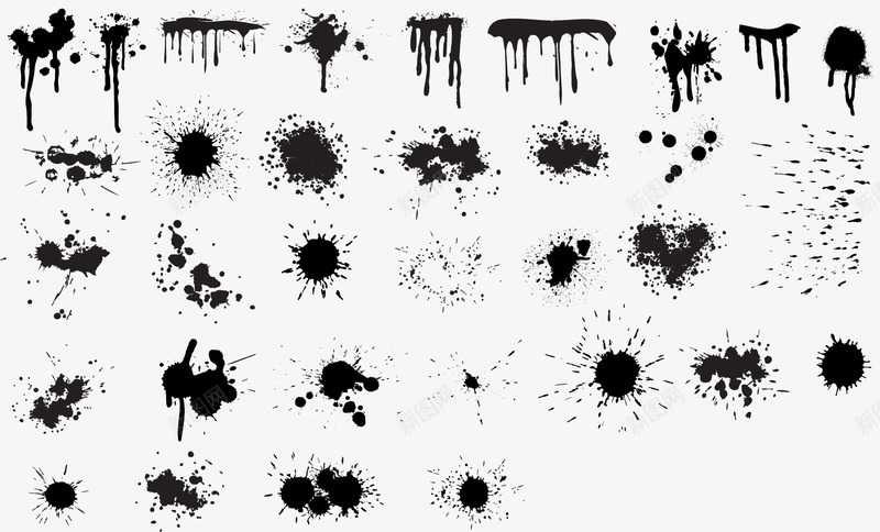 溅墨墨迹矢量图ai免抠素材_新图网 https://ixintu.com 溅墨墨迹中国风毛笔字 矢量图