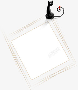 卡通木乃伊小黑猫免抠卡通小黑猫相框边框高清图片
