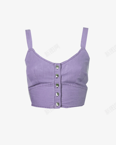 紫色吊带衫png免抠素材_新图网 https://ixintu.com 产品实物 时尚女装 紫色上衣 衣服 金色纽扣
