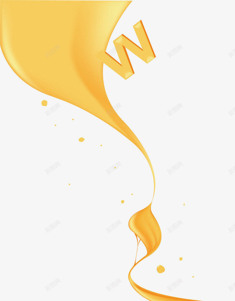 金黄色墨迹W线条流线型png免抠素材_新图网 https://ixintu.com W 墨迹 流线型 线条 装饰图案 金黄色