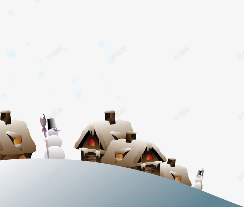 卡通下雪村庄矢量图ai免抠素材_新图网 https://ixintu.com 下雪 下雪的屋顶 免费素材 房子 雪屋顶 矢量图