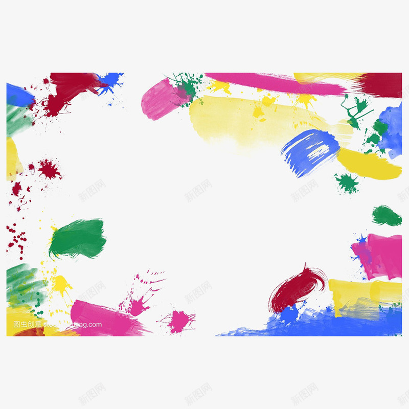 水彩涂鸦特色边框png免抠素材_新图网 https://ixintu.com 个性 五颜六色 水彩 油漆 涂鸦 特色边框 边框