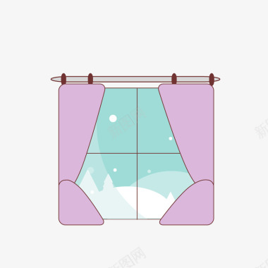 紫色窗帘的可爱图标图标