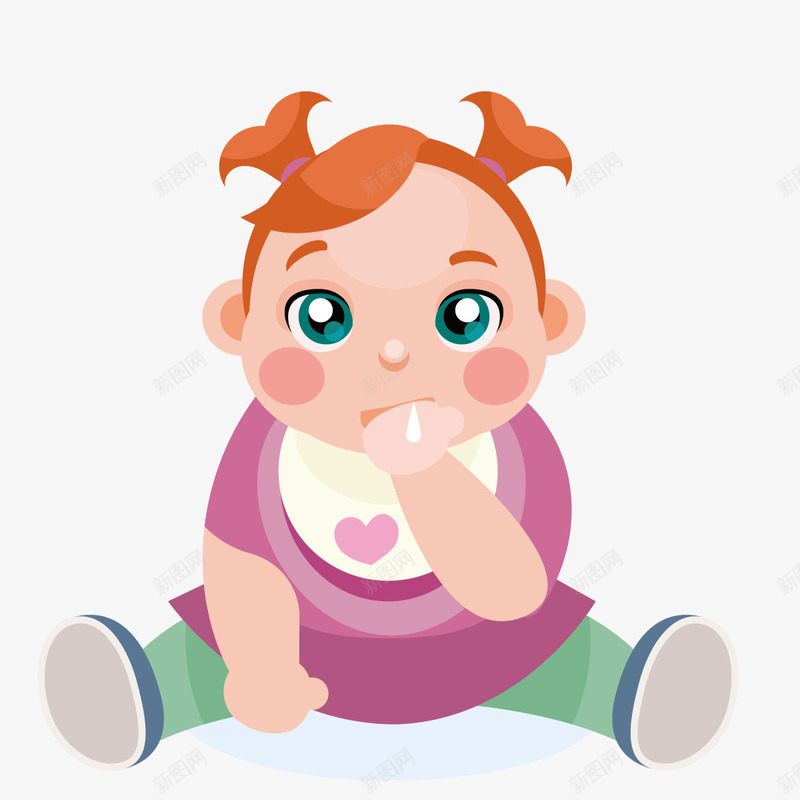 吃手的宝宝png免抠素材_新图网 https://ixintu.com 卡通形象 女孩子 女宝宝 婴儿