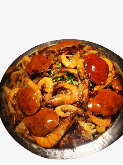虾蟹煲新鲜虾海鲜煲蟹煲高清图片