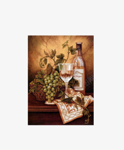 葡萄油画静物装饰厨房墙上水果油画高清图片