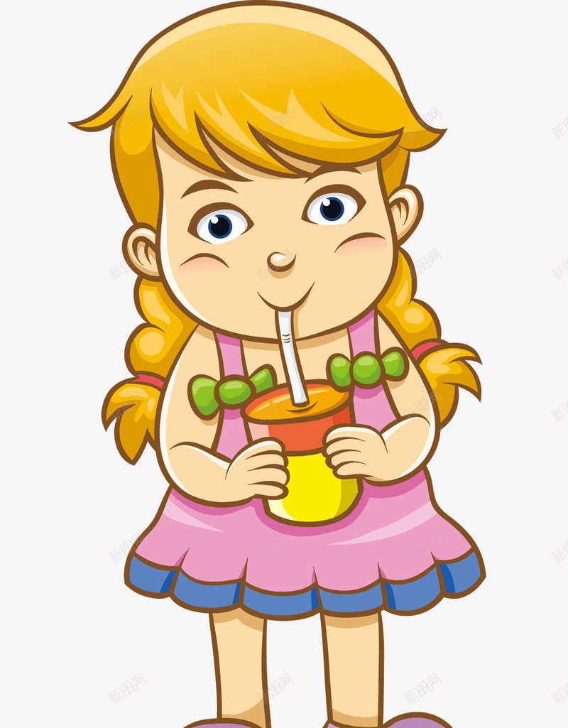 喝果汁的女孩png免抠素材_新图网 https://ixintu.com 人物 儿童 小孩 幼儿园人物 盒饮料的小人