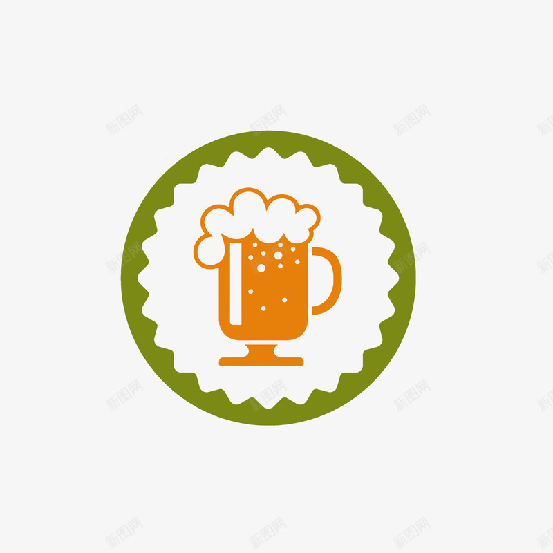 卡通冒泡的啤酒图标psd_新图网 https://ixintu.com 冒泡啤酒 啤酒泡 夏日饮品 橘红色绿色
