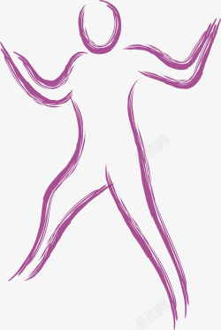 线条舞者紫色线条创意小人高清图片