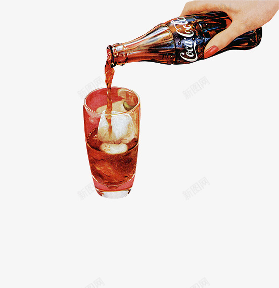 倒可乐到杯子png免抠素材_新图网 https://ixintu.com 冰块 可乐 杯子 玻璃
