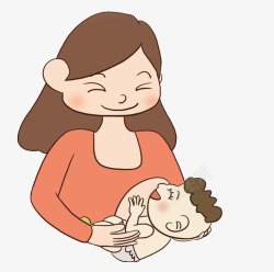 卡通宝宝开心吃母乳素材