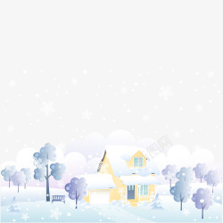 卡通下雪的村庄素材