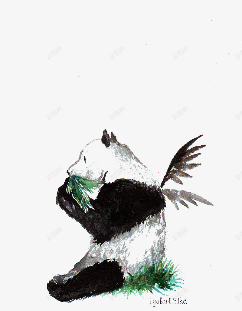 吃竹子的熊猫png免抠素材_新图网 https://ixintu.com 可爱的熊猫 熊猫 长翅膀的熊猫