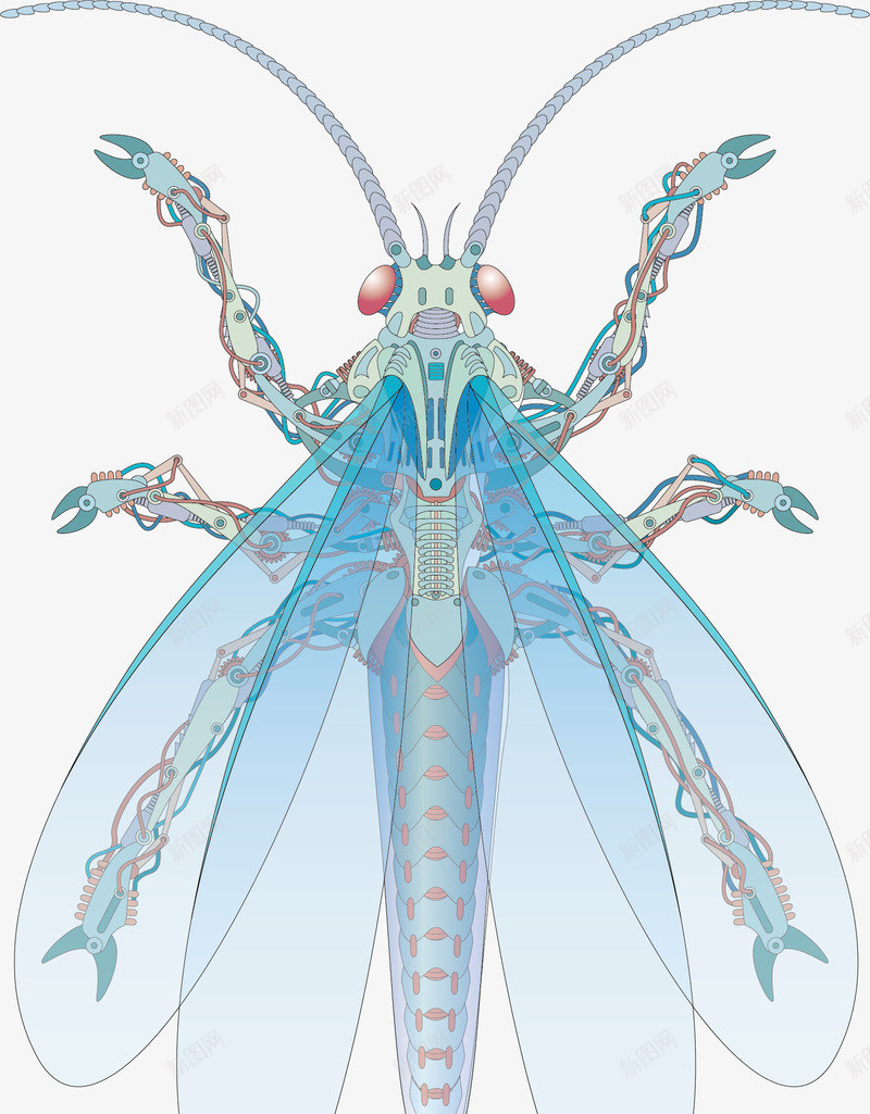 蝗虫png免抠素材_新图网 https://ixintu.com 卡通 手绘 搞笑虫子 翅膀 蓝色 虫子 蝗虫