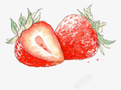 水彩水果插图新鲜草莓插图素材