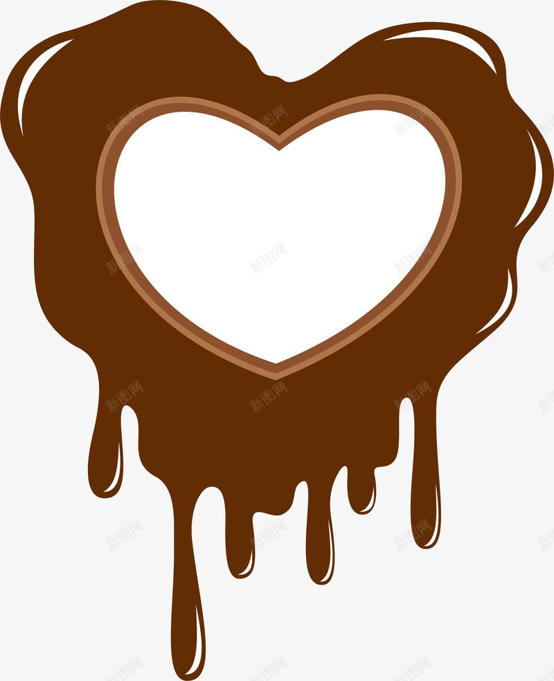 卡通巧克力酱标签png免抠素材_新图网 https://ixintu.com 免抠PNG 巧克力 巧克力酱效果 心形边框 爱心 爱心标签 食品标签