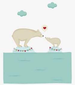 小熊与妈妈手绘北极熊高清图片