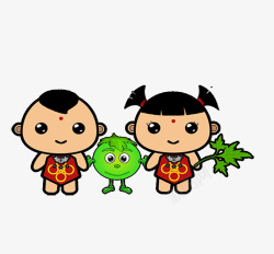 菖蒲卡通艾草团与小孩1高清图片