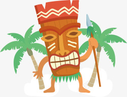 夏威夷风情木质印第安面具小人高清图片