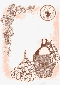 葡萄花纹手绘矢量图素材