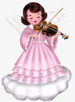 拉小提琴的小女孩卡通手绘小提琴女孩高清图片