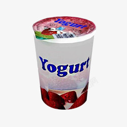 蓝色图案酸奶瓶草莓图案圆柱形酸奶瓶高清图片