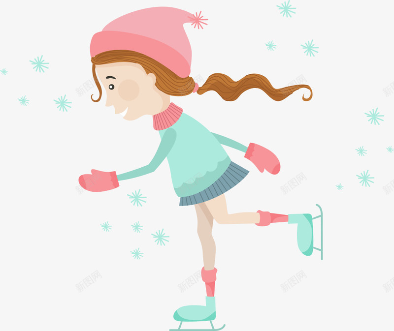 溜冰的女孩png免抠素材_新图网 https://ixintu.com 可爱女孩 女孩 女孩插画 溜冰 滑冰 漂亮女孩