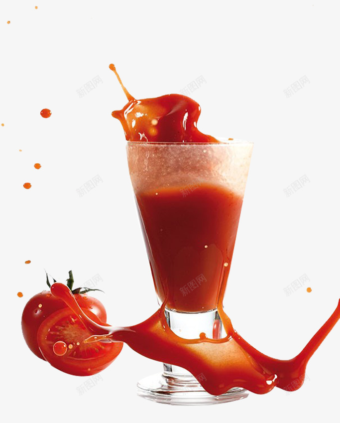 西红柿png免抠素材_新图网 https://ixintu.com 果汁 玻璃杯 红色 蕃茄 飞溅的果汁