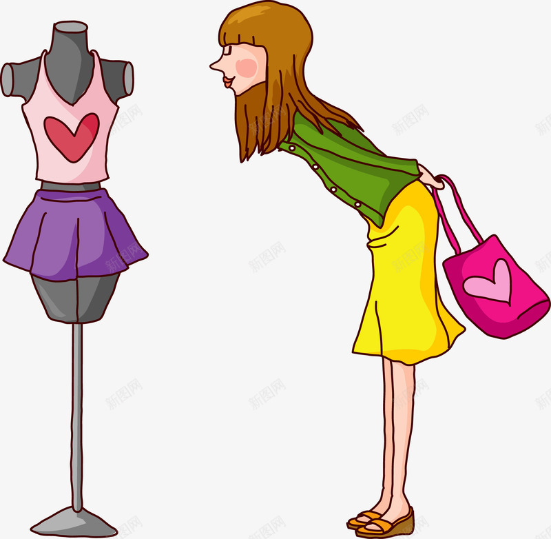买衣服的女孩png免抠素材_新图网 https://ixintu.com 卡通 女孩 衣服
