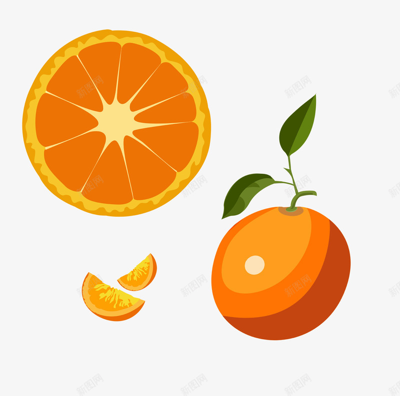 手绘橘子图案psd免抠素材_新图网 https://ixintu.com 手绘 橘子 橙色 漫画风格 点缀 装饰