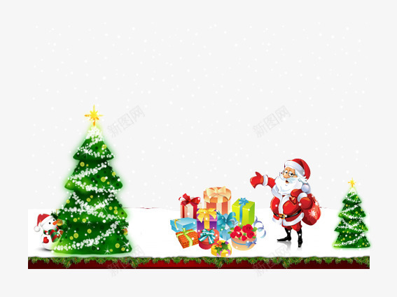圣诞老人圣诞树下雪png免抠素材_新图网 https://ixintu.com 下雪 圣诞树 圣诞老人 礼物堆 雪人
