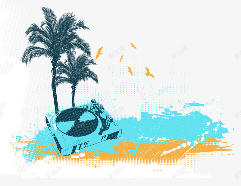 夏日沙滩椰子树背景装饰矢量图ai免抠素材_新图网 https://ixintu.com 夏日 椰子树 沙滩 涂鸦 背景装饰 矢量图