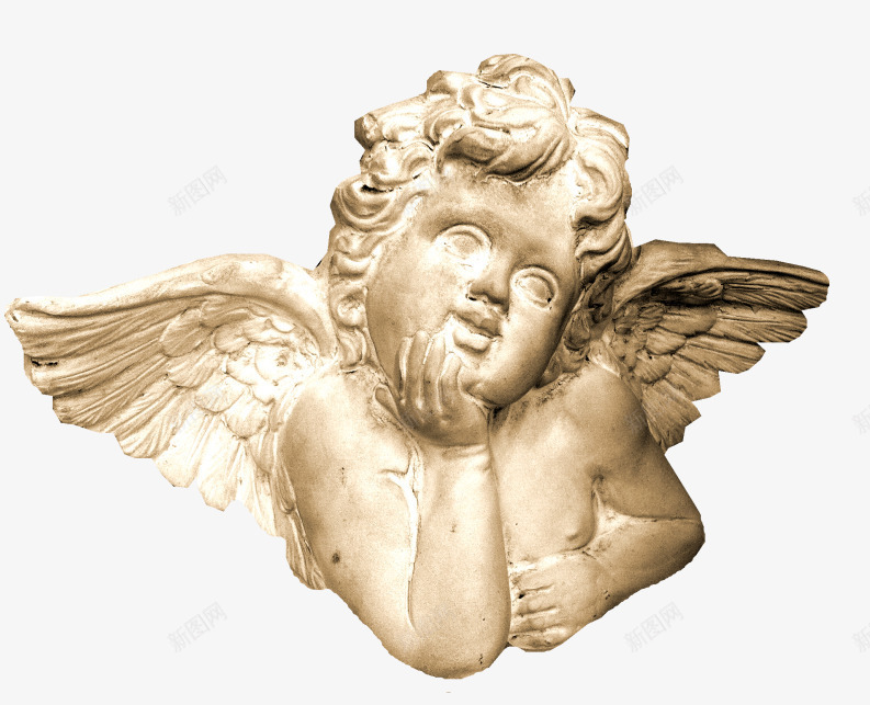 天使雕像png免抠素材_新图网 https://ixintu.com 可爱 天使 翅膀 雕像