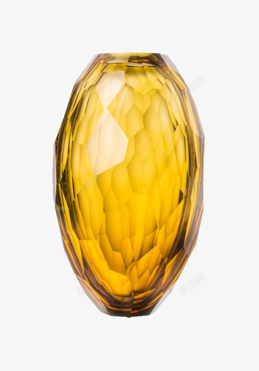 黄水晶花瓶png免抠素材_新图网 https://ixintu.com 水晶造型 玻璃材质 瓶子 花瓶 黄色