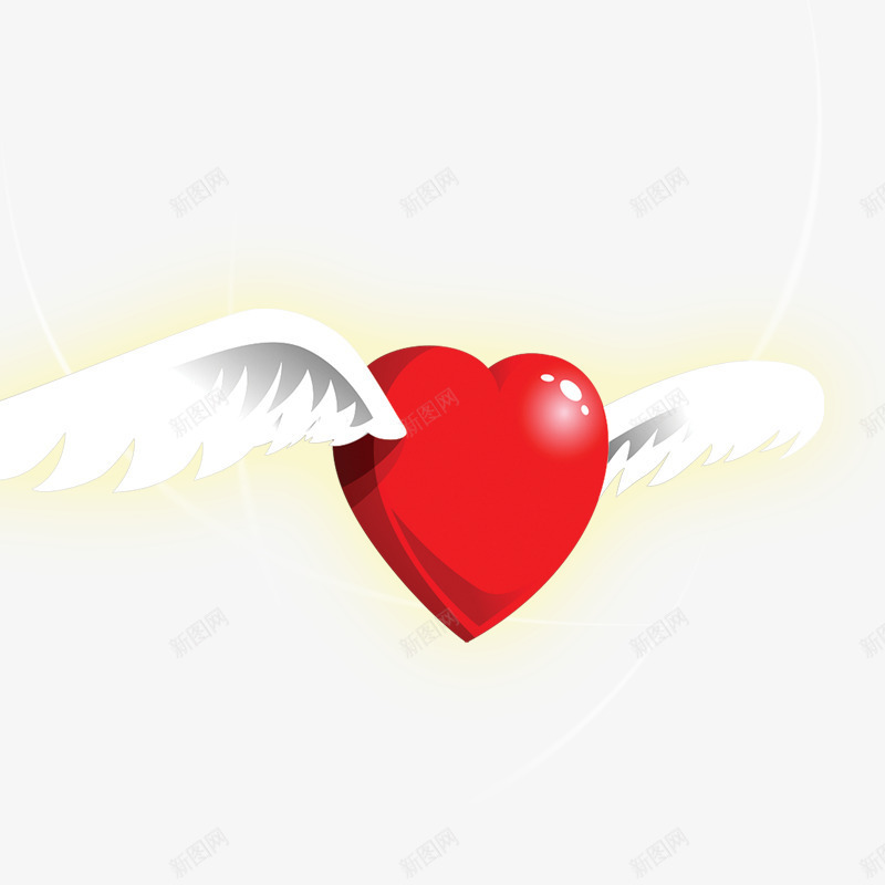 带翅膀的心psd免抠素材_新图网 https://ixintu.com 心形 情人节素材 爱心 爱情