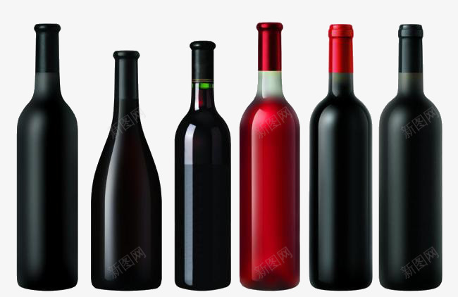红酒瓶png免抠素材_新图网 https://ixintu.com 红色黑色红酒瓶玻璃瓶