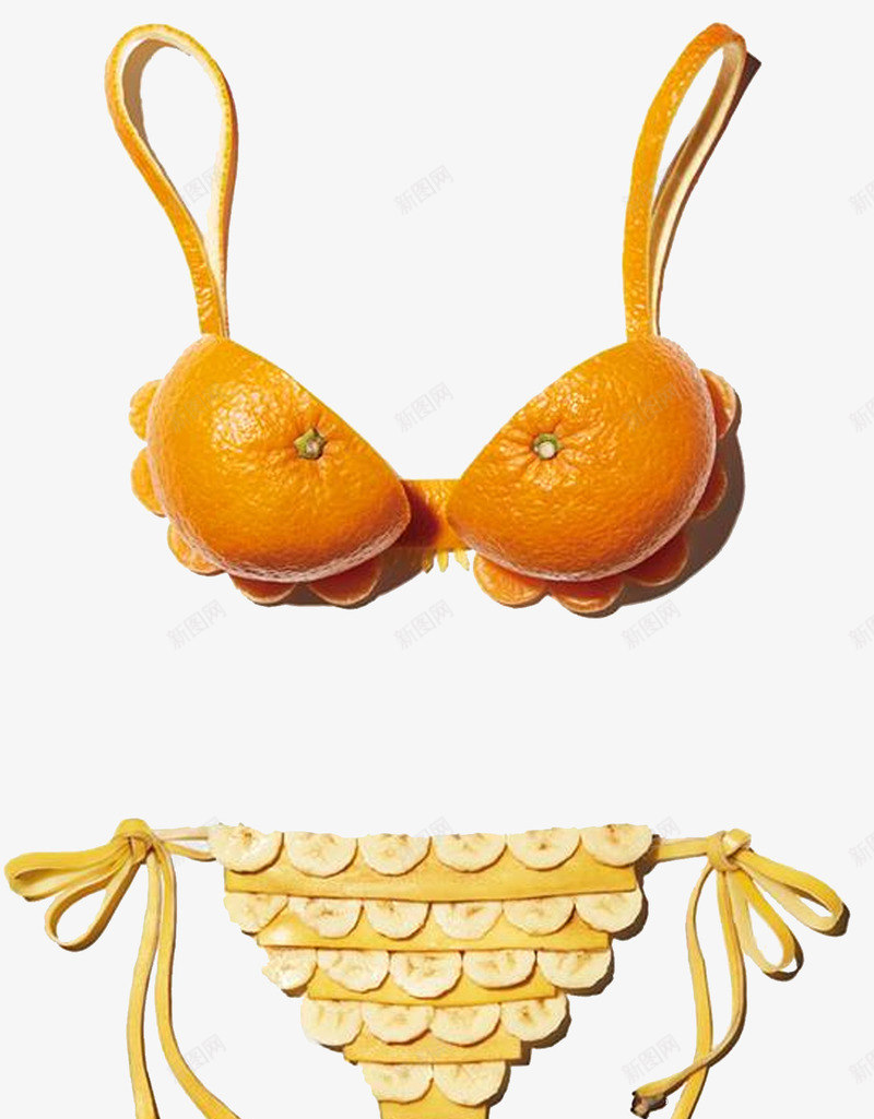 橙子香蕉比基尼形象png免抠素材_新图网 https://ixintu.com 个性 创新 橘子 橙子 比基尼 水果 香蕉